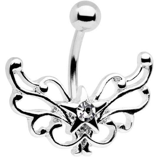 Clear Gem Summer Filigree Star Belly Ring
