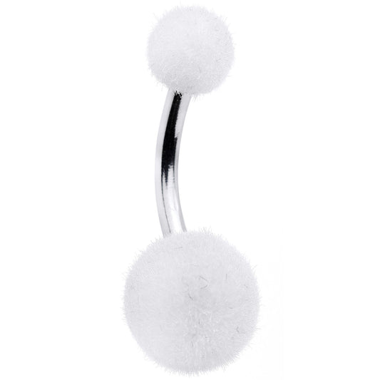 White Pom Pom Ends Belly Ring