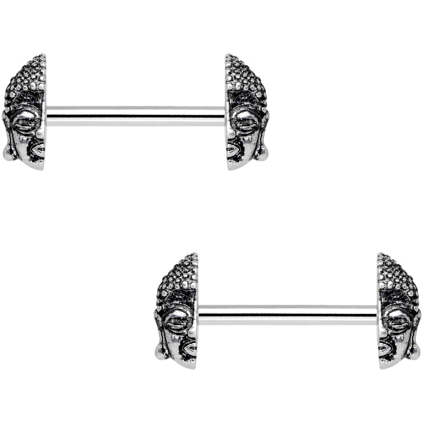 9/16 Meditating Zen Buddha Barbell Nipple Ring Set