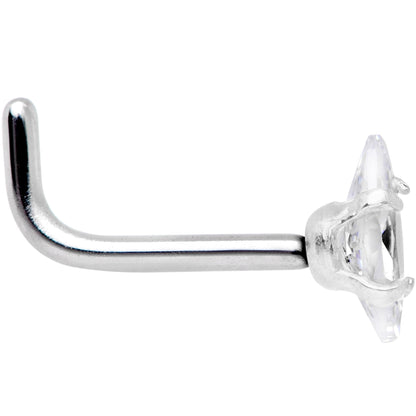 18G 1/4 Clear CZ Gem Ellipse L Shape Nose Ring