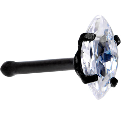 20G 1/4 Clear CZ Gem Black IP Ellipse Nose Bone