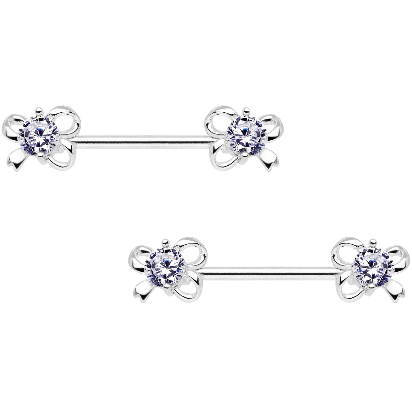 Clear CZ Gem All Tied Up Barbell Nipple Ring Set