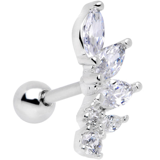 16G 1/4 Clear Gem Dewdrop Cluster Cartilage Tragus Earring