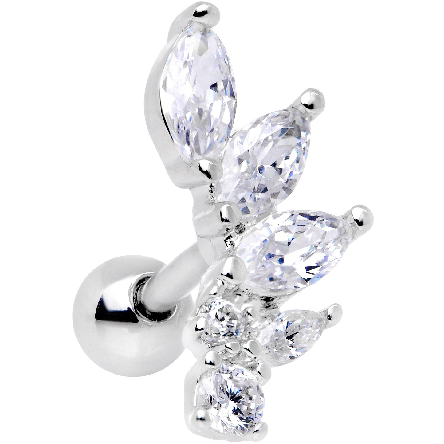 16G 1/4 Clear Gem Dewdrop Cluster Cartilage Tragus Earring