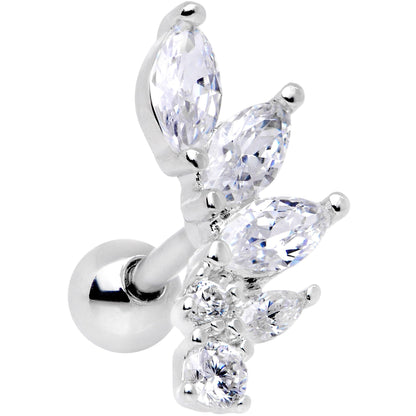 16G 1/4 Clear Gem Dewdrop Cluster Cartilage Tragus Earring