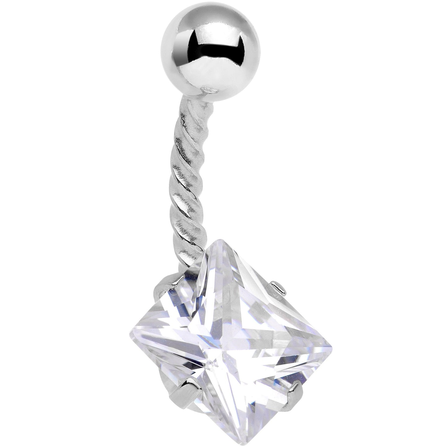 Clear CZ Gem Party Princess Seriously Twisted Belly Ring