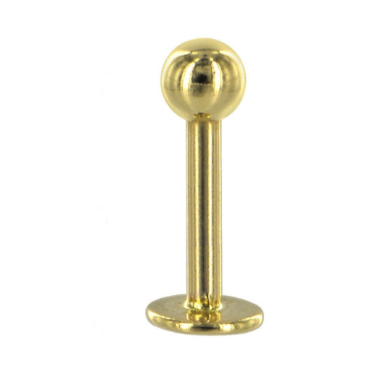 14G Solid 14K Yellow Gold Labret - 3/8 5mm