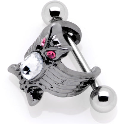 16G 1/2 Pink Clear Gem Winged Creature Cuff Cartilage Earring