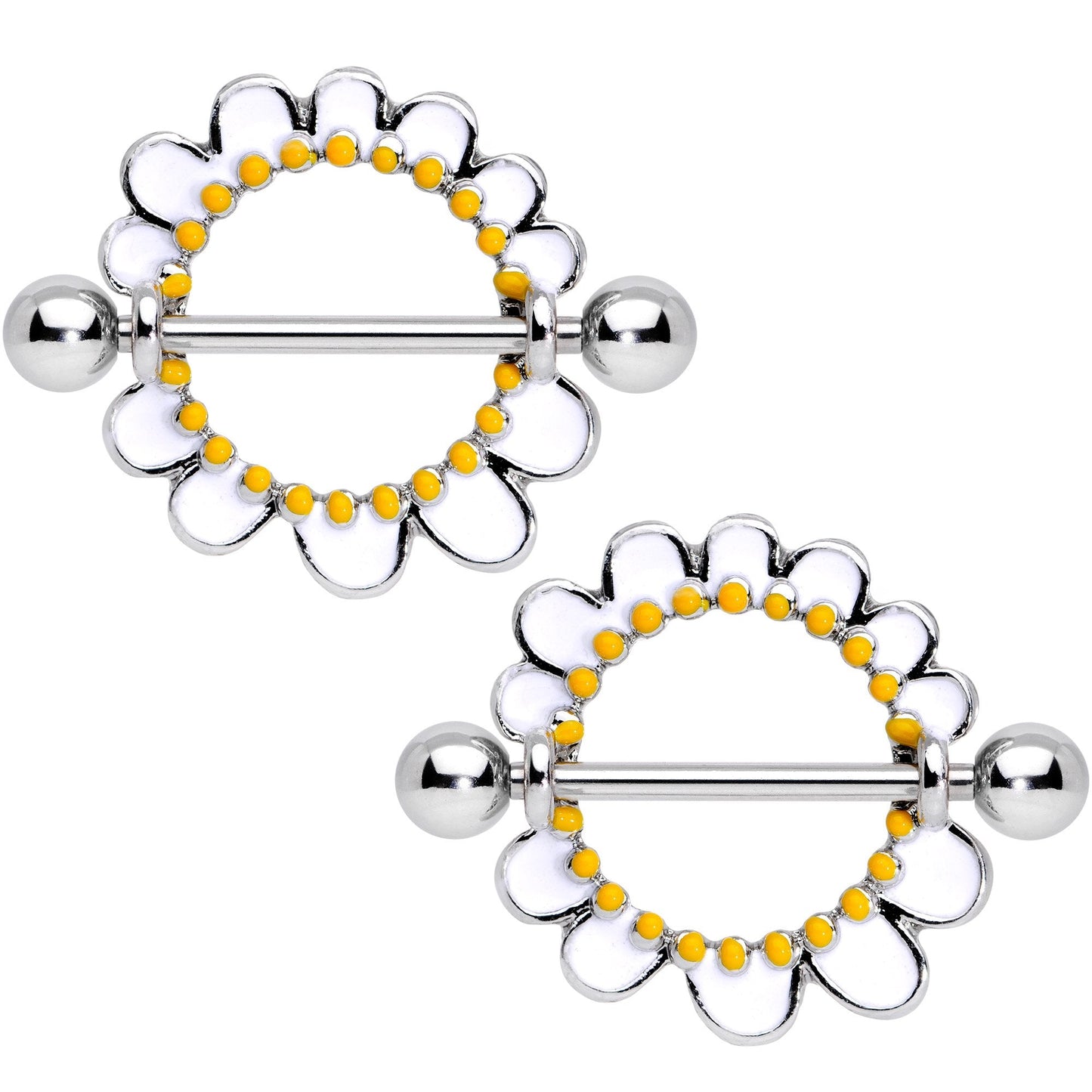 14G 7/8Glow in the Dark Daisy Flower Nipple Shield Set