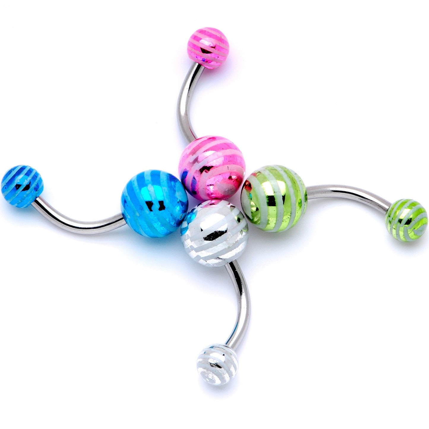 Pastel Stripes Party Pack Belly Ring Set of 4
