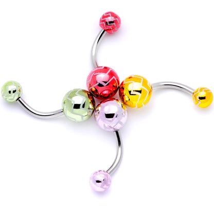 All About Eye Catching Zig Zag Party Pack Belly Ring Set of 4