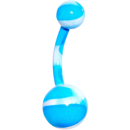 Blue White Cool Camouflage Belly Ring