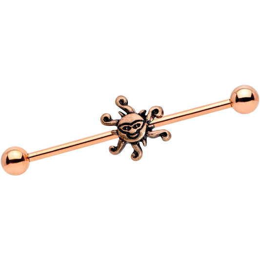 14G Rose Gold Tone Summer Sunshine Industrial Barbell 38mm