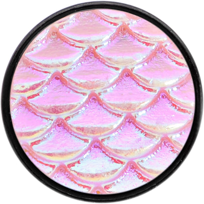 Black PVD Pink Mermaid Scale Barbell Tongue Ring