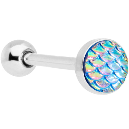Aqua Mermaid Scale Barbell Tongue Ring