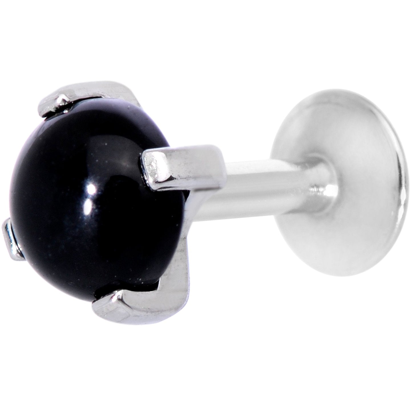 16G 1/4 Black Agate Internally Threaded Labret Monroe Tragus