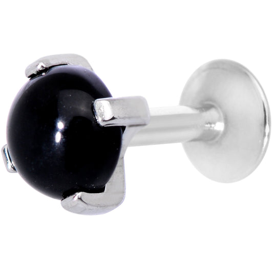 16G 1/4 Black Agate Internally Threaded Labret Monroe Tragus