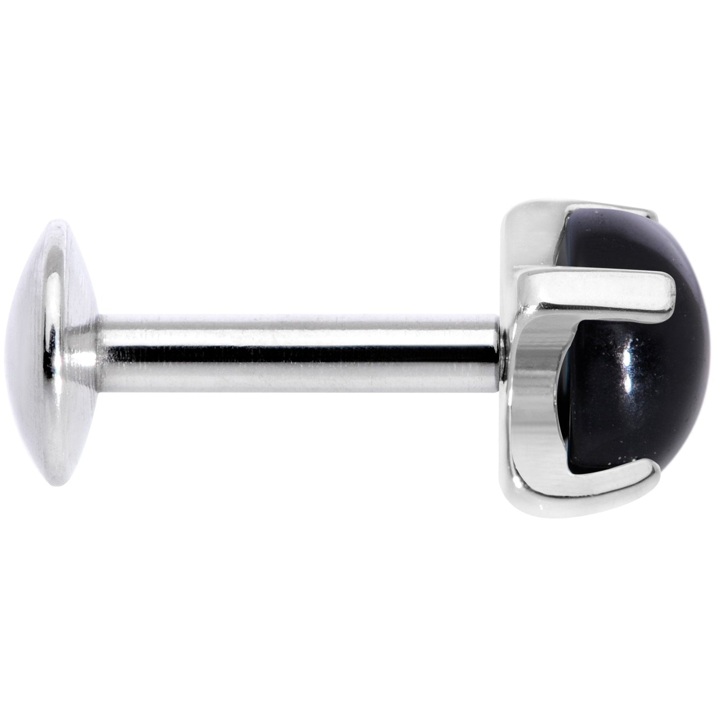 16G 1/4 Black Agate Internally Threaded Labret Monroe Tragus