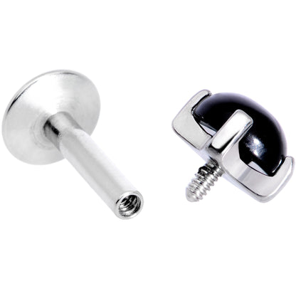 16G 1/4 Black Agate Internally Threaded Labret Monroe Tragus