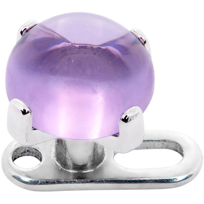14G Natural Purple Amethyst Externally Threaded Dermal Anchor Top