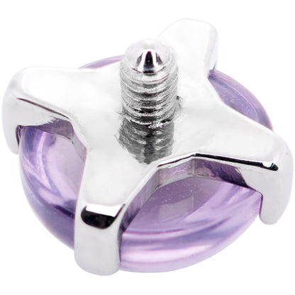 14G Natural Purple Amethyst Externally Threaded Dermal Anchor Top