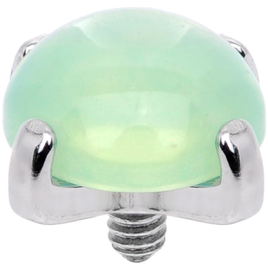 14G Natural Green Jade Externally Threaded Dermal Anchor Top