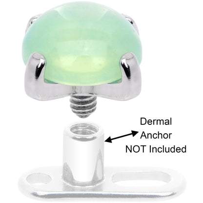 14G Natural Green Jade Externally Threaded Dermal Anchor Top