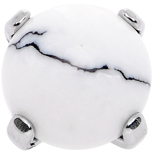 14G Natural White Howlite Externally Threaded Dermal Anchor Top