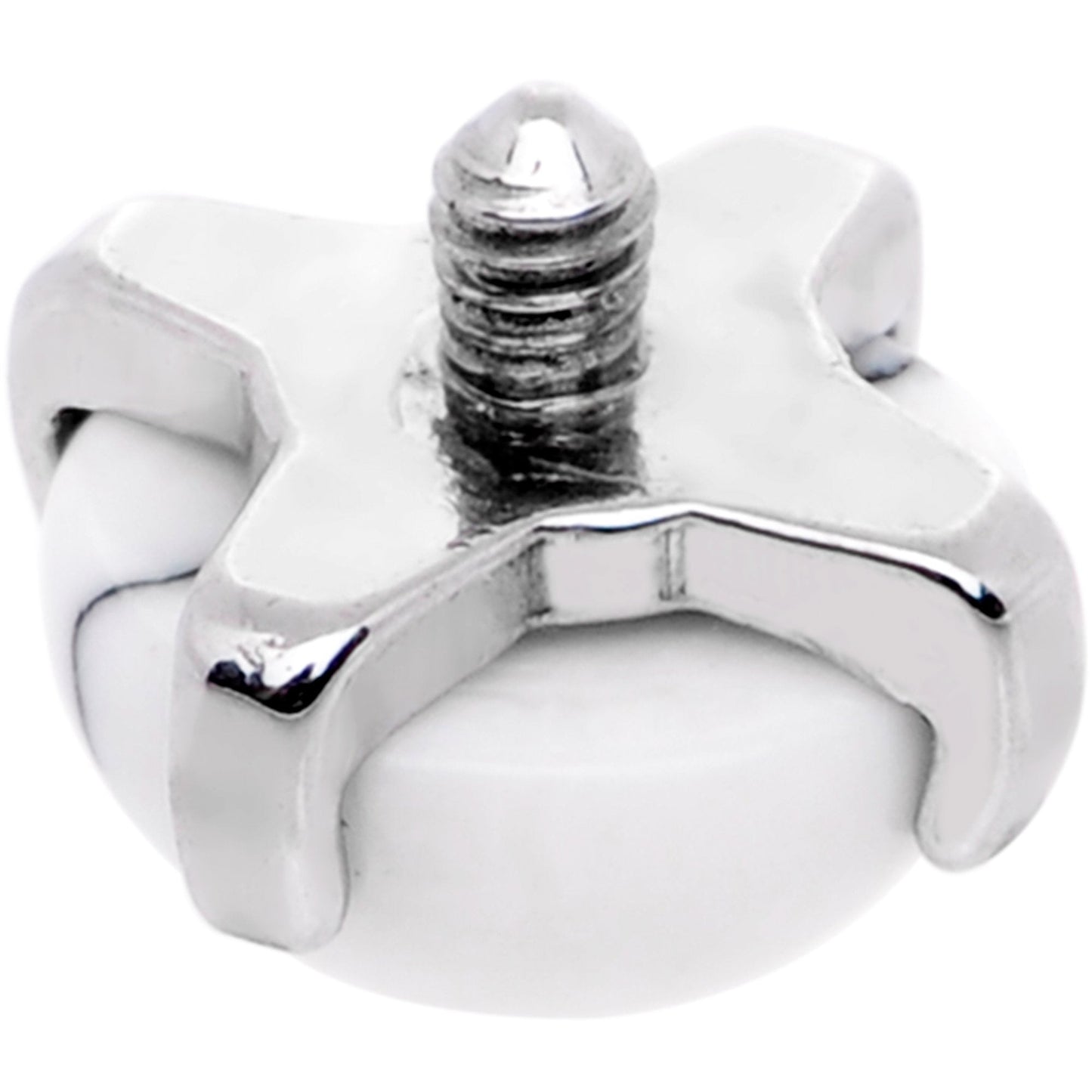 14G Natural White Howlite Externally Threaded Dermal Anchor Top