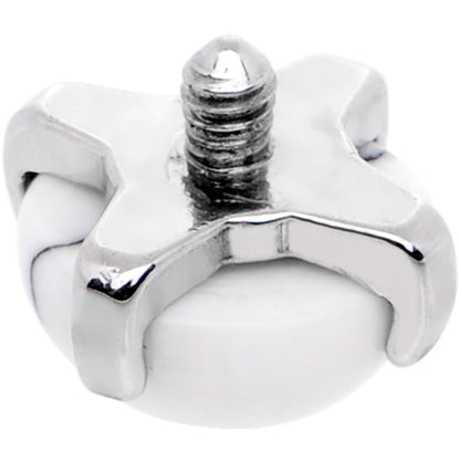 14G Natural White Howlite Externally Threaded Dermal Anchor Top