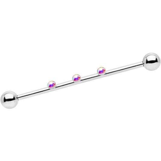14G Aurora Gem Triplet Industrial Barbell 35mm
