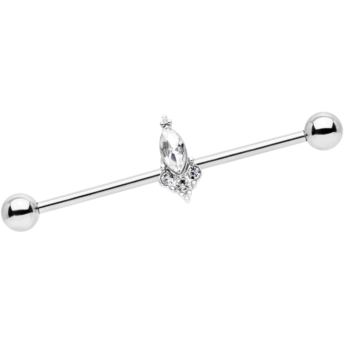 14G Clear Gem Enchant Industrial Barbell 35mm