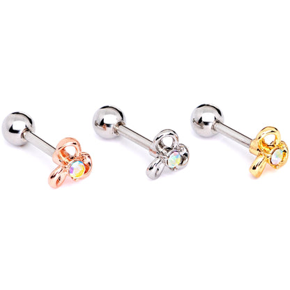 16G 1/4 Aurora Gem Flower Cartilage Tragus Earring Set of 3