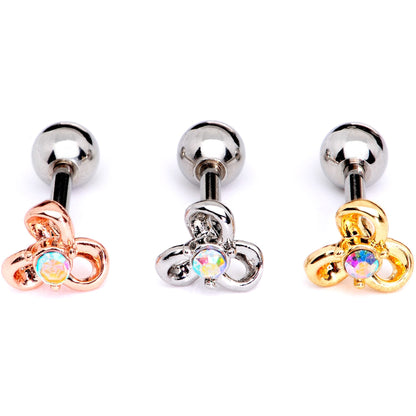 16G 1/4 Aurora Gem Flower Cartilage Tragus Earring Set of 3