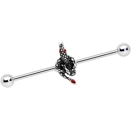14G Red Gem Slithering Snake Industrial Barbell 38mm