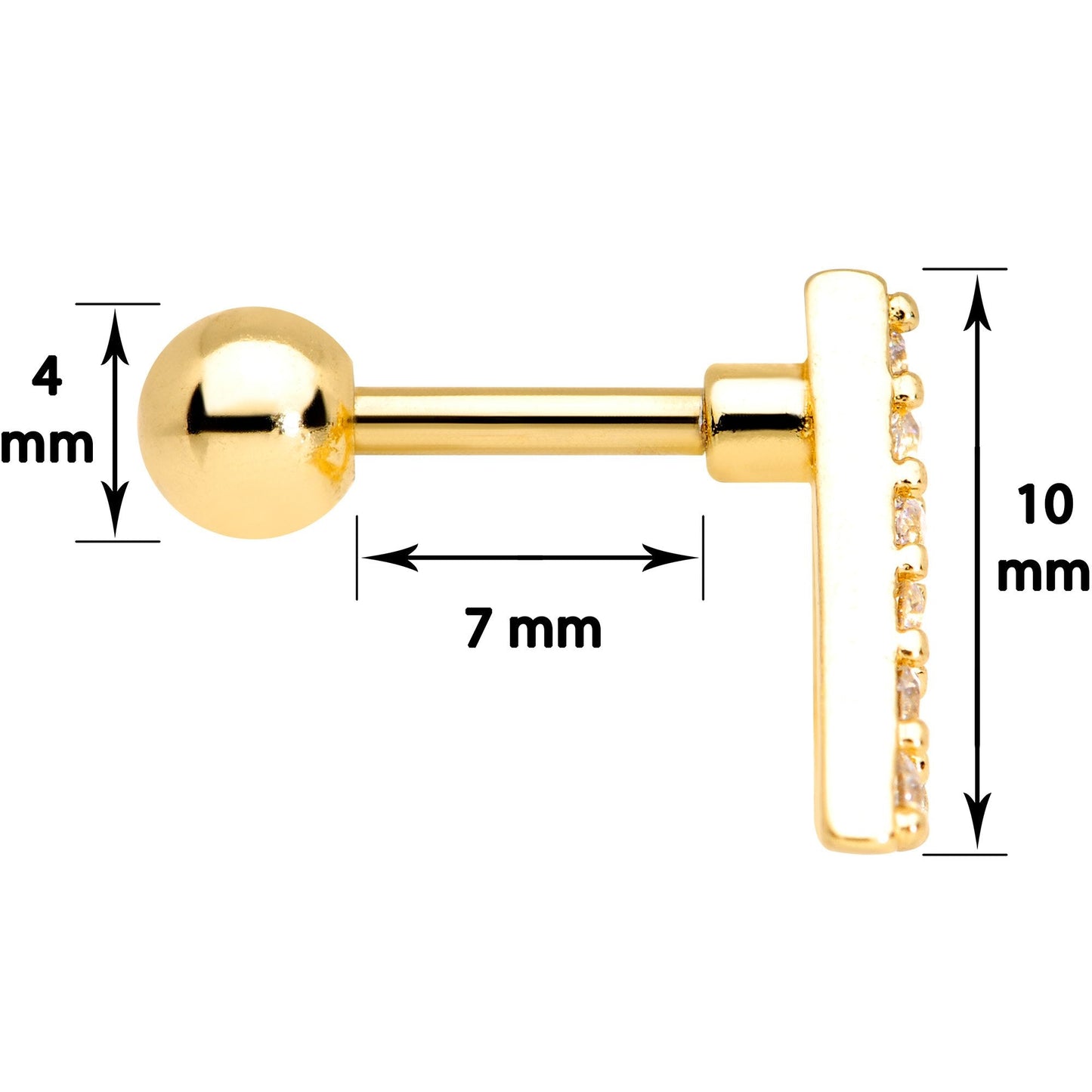16G 1/4 Clear Gem Gold Tone Triangle Cartilage Tragus