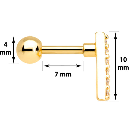 16G 1/4 Clear Gem Gold Tone Triangle Cartilage Tragus