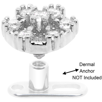 14G Clear Gem Externally Threaded Dermal Anchor Top