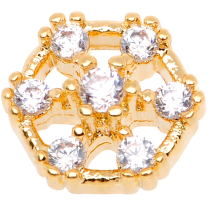 14G Clear Gem Gold Tone Externally Threaded Dermal Anchor Top
