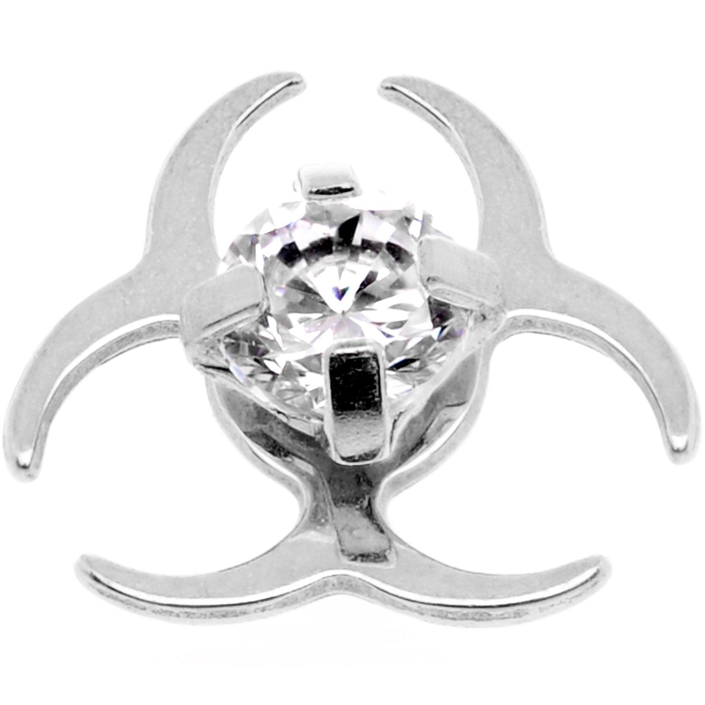 14G Clear Gem Biohazard Dermal Anchor Top