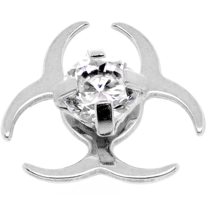 14G Clear Gem Biohazard Dermal Anchor Top