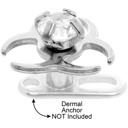14G Clear Gem Biohazard Dermal Anchor Top