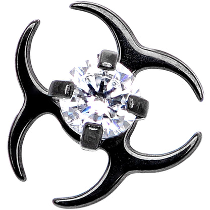 14G Clear Gem Black Biohazard Dermal Anchor Top