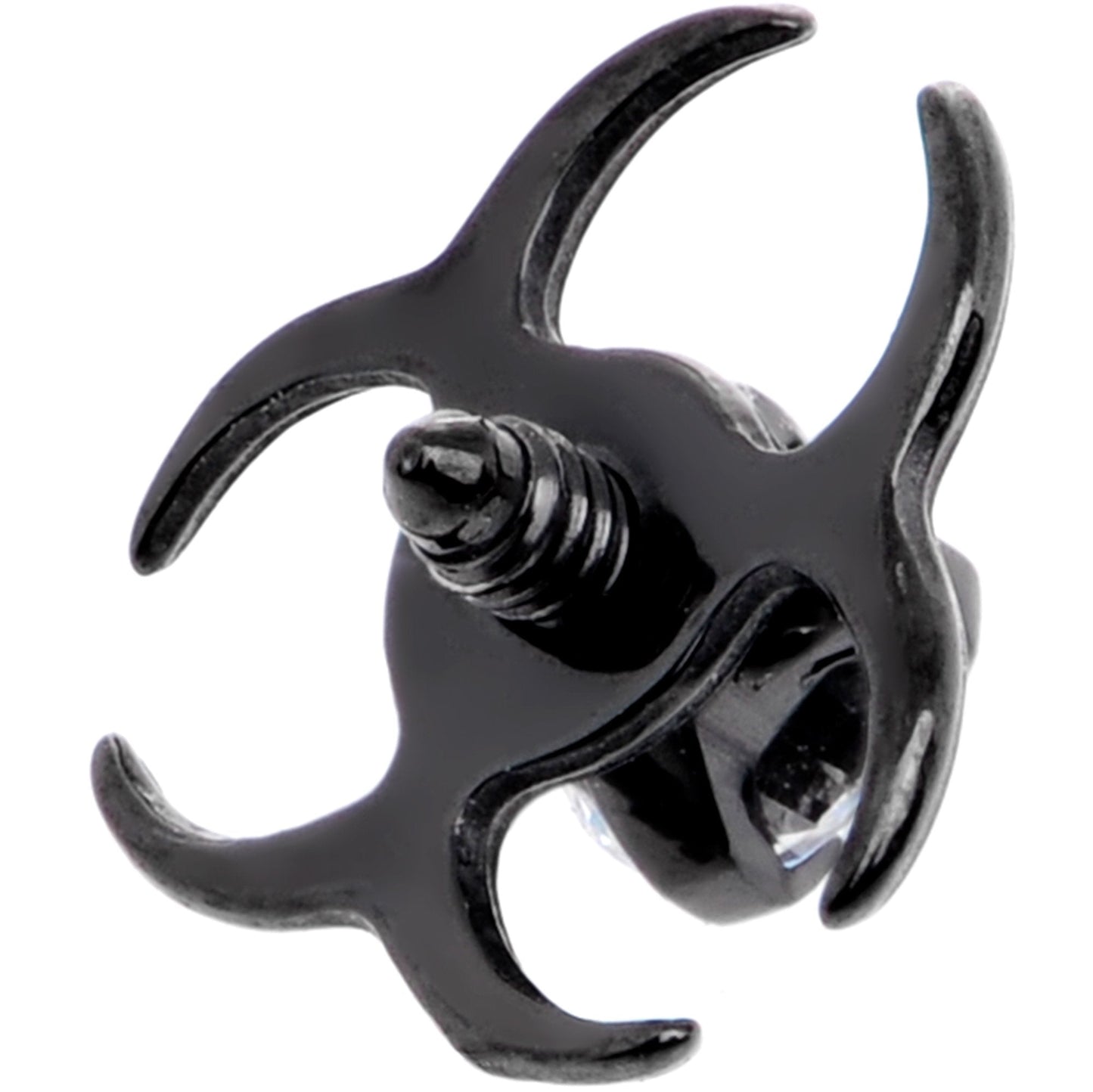 14G Clear Gem Black Biohazard Dermal Anchor Top