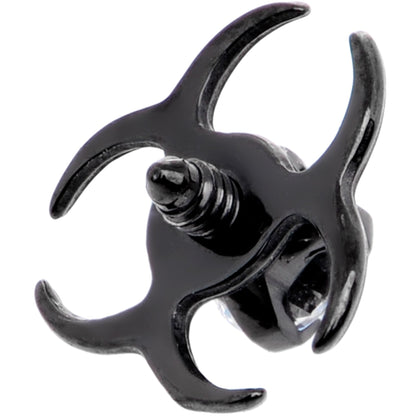 14G Clear Gem Black Biohazard Dermal Anchor Top
