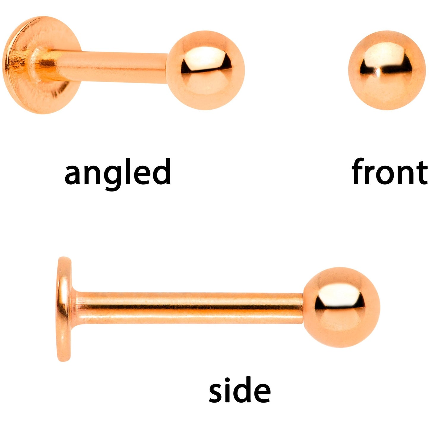 16G 1/4 Clear Gem Rose Gold Tone Deco Cartilage Tragus Set of 3