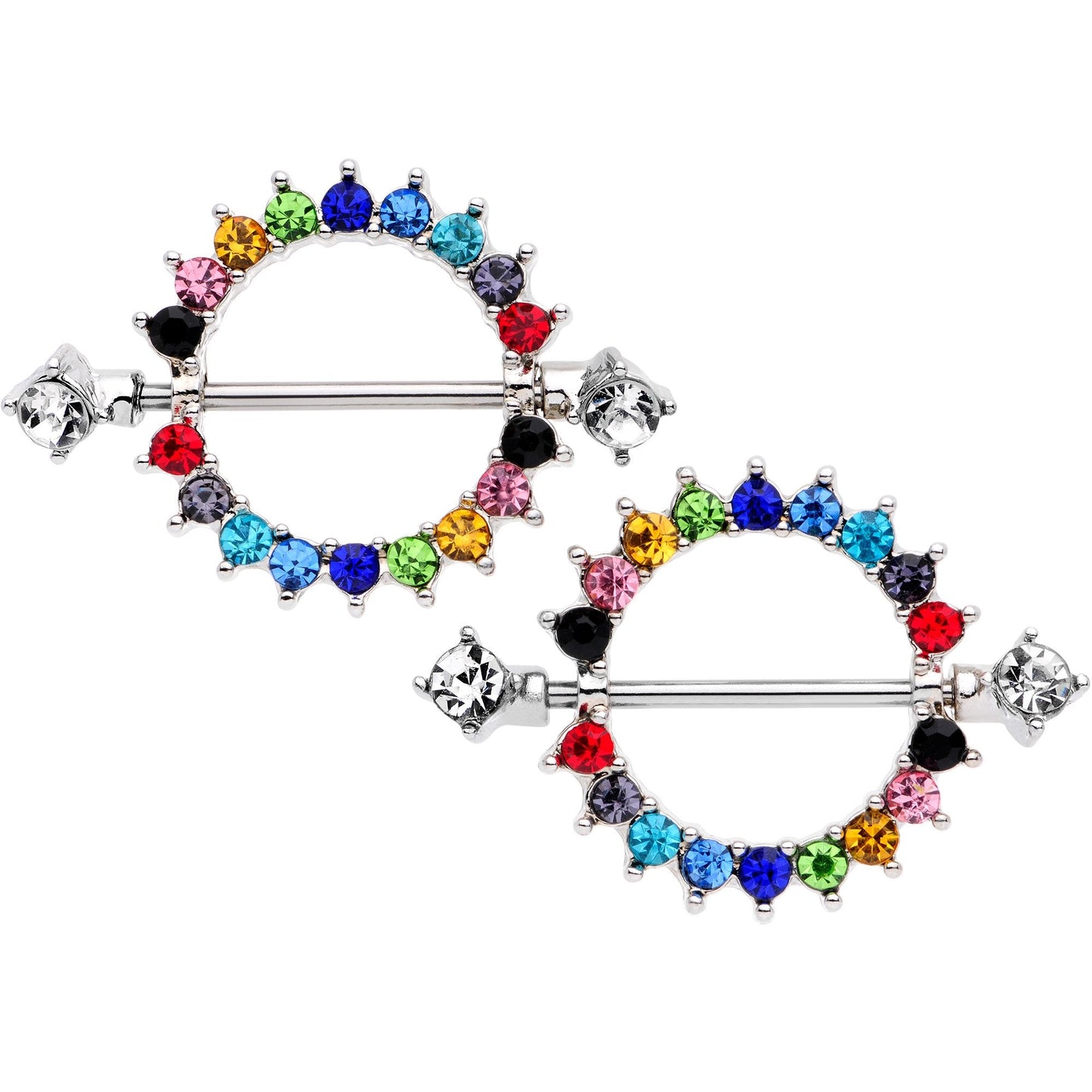 14G 9/16 Multicolor Gem Rainbow Wonderland Nipple Shield Set