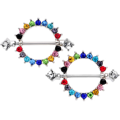 14G 9/16 Multicolor Gem Rainbow Wonderland Nipple Shield Set