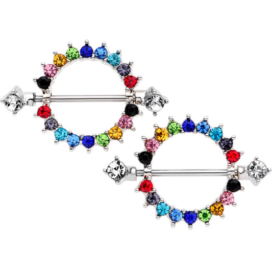 14G 9/16 Multicolor Gem Rainbow Wonderland Nipple Shield Set