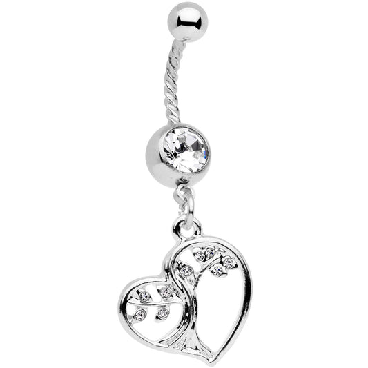 Clear Gem Tree Of Love Twisted Dangle Belly Ring